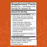 Breathe Extract 2 oz Supplement Facts chaga cordyceps reishi panel