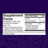 Lion's Mane Powder 200 g Supplement Facts mycelium 1.5 g panel