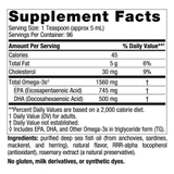 Omega-3 lemon 16 oz Supplement Facts 1560 mg omega-3 panel