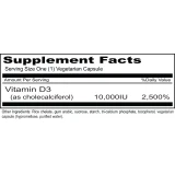 Priority One Sun-D3 10,000 IU supplement facts panel