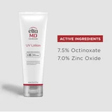 EltaMD UV Lotion tube with active ingredients: octinoxate and zinc oxide