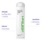 Foaming Wash bottle with callouts on purifying, clearing and soothing