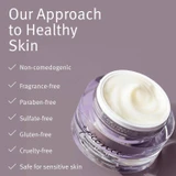 Open epionce Renewal Facial Cream jar showing cream with free-from checklist