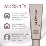 epionce Lytic Sport Tx benefits infographic with tube