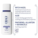 Obagi Nu-Derm Toner bottle with witch hazel and aloe ingredient infographic