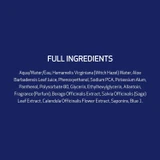Obagi Nu-Derm Toner full ingredients list on navy background