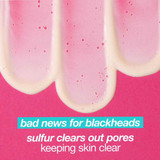 Pink fizzing mask swatches with text on sulfur