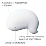 Toleriane Hydrating Gentle Cleanser cream texture swatch with ceramides, niacinamide, glycerin