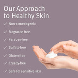 epionce approach to healthy skin checklist with foam in cupped hands