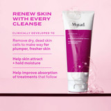 Cleanser tube with renew skin benefit list