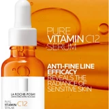 Pure Vitamin C12 Serum dropper bottle with anti-fine line efficacy headline