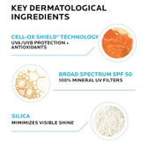 Key ingredients: Cell-Ox Shield technology, broad spectrum SPF 50, silica