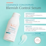 Serum bottle with minimalist, rebalance, results and texture callouts