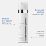 PowerBright Moisturizer with shields dark spots, soothes skin, combats oxidative stress callouts