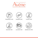 Avène icons for fragrance-free, paraben-free, sulfate-free and alcohol-free