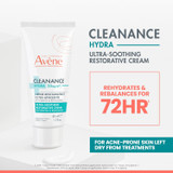 Avene Cleanance HYDRA cream with 72 hour hydration graphic