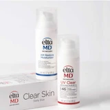 EltaMD AM Restore Moisturizer and UV Clear bottles on the Clear Skin Daily Duo box