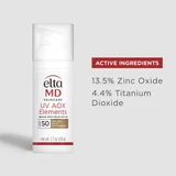 UV AOX Elements bottle with active ingredients 13.5% zinc oxide, 4.4% titanium dioxide