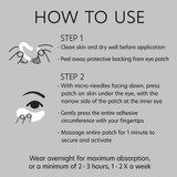 Two-step instructions for applying the eye patches