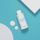 Peptide Skinjection refill pod with serum drops on a teal background