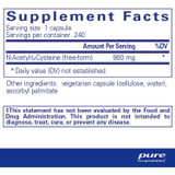 Supplement facts panel for the 240 capsule size
