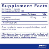 Magnesium citrate Supplement Facts 150 mg magnesium panel