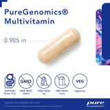 PureGenomics Multivitamin capsule measuring 0.905 inches with free-from and vegetarian icons