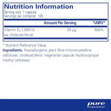 Pure Encapsulations Vitamin D3 25 mcg (1,000 IU) PURE-VD325 BeautifiedYou.com