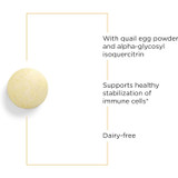 Chewable tablet with quail egg powder and dairy-free callouts