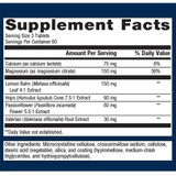 Supplement facts panel for MyoCalm Plus