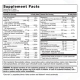 Multigenics with Iron supplement facts, 6 tablet serving, with iron warning