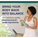 Woman pouring a drink, bring your body back into balance graphic