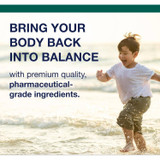 Child running on a beach, bring your body back into balance with pharmaceutical-grade ingredients graphic