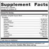 SpectraZyme Complete 180 capsule supplement facts with enzyme blend