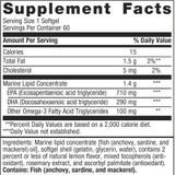 Supplement facts for OmegaGenics EPA-DHA 1000, 60 servings