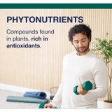 Man lifting a dumbbell with phytonutrients text