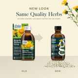 Old and new Bronchial Wellness Syrup packaging, new look same quality herbs graphic