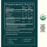 Black Elderberry Syrup supplement facts by age with USDA Organic and Certified B Corporation logos