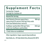 Saw Palmetto supplement facts, 1 capsule serving, 60 servings