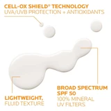 Anthelios Mineral fluid texture drops with Cell-Ox Shield and SPF 50 callouts
