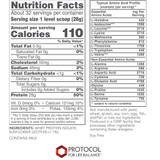 Whey Protein Isolate nutrition facts and amino acid profile, 28 g scoop