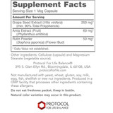 Grape Seed OPC supplement facts, 250 mg grape seed extract with amla and rutin per capsule