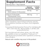 Calcium D-Glucarate supplement facts panel, 500 mg