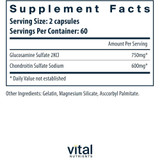 Glucosamine & Chondroitin supplement facts panel, 2 capsule serving