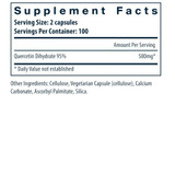 Quercetin supplement facts, 500 mg quercetin dihydrate per 2 capsule serving