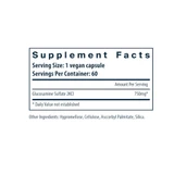 Vegan Glucosamine Sulfate supplement facts panel, 750 mg
