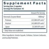 Vital Nutrients Pancreatic Enzymes supplement facts panel