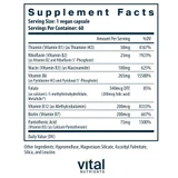 B6 + B Complex supplement facts with thiamin, riboflavin, niacin, vitamin B6, folate, B12 and biotin