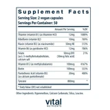 Tyrosine and B Vitamins supplement facts, 2 capsule serving with 800 mg tyrosine and B vitamins