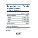 Pancreatin & Ox Bile Extract supplement facts with enzyme blend